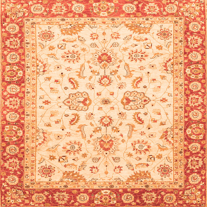 Square Machine Washable Oriental Orange Traditional Area Rugs, wshabs3340org