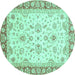 Round Oriental Turquoise Traditional Rug, abs3340turq