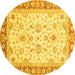 Round Oriental Yellow Traditional Rug, abs3340yw