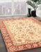 Abstract Brown Gold Oriental Rug in Family Room, abs3340