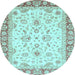 Round Oriental Light Blue Traditional Rug, abs3340lblu