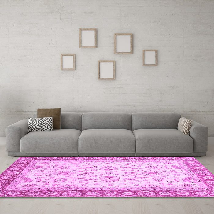 Machine Washable Oriental Purple Traditional Area Rugs in a Living Room, wshabs3340pur