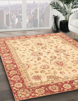Machine Washable Abstract Brown Gold Rug in a Family Room, wshabs3340