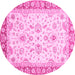 Round Machine Washable Oriental Pink Traditional Rug, wshabs3340pnk