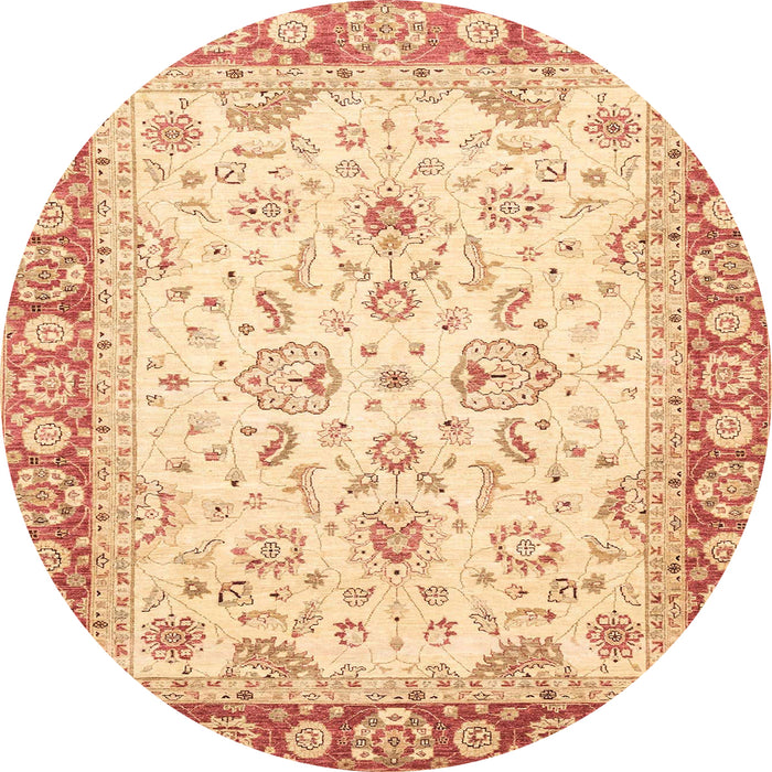 Round Machine Washable Abstract Brown Gold Rug, wshabs3340