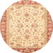 Round Machine Washable Abstract Brown Gold Rug, wshabs3340