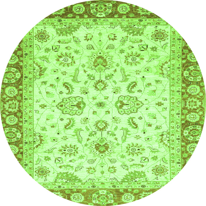 Round Machine Washable Oriental Green Traditional Area Rugs, wshabs3340grn