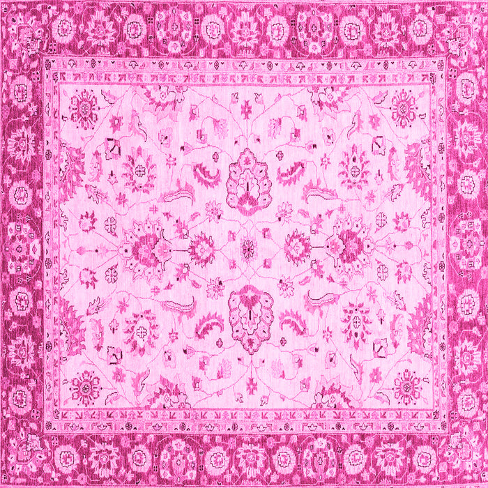 Square Machine Washable Oriental Pink Traditional Rug, wshabs3340pnk