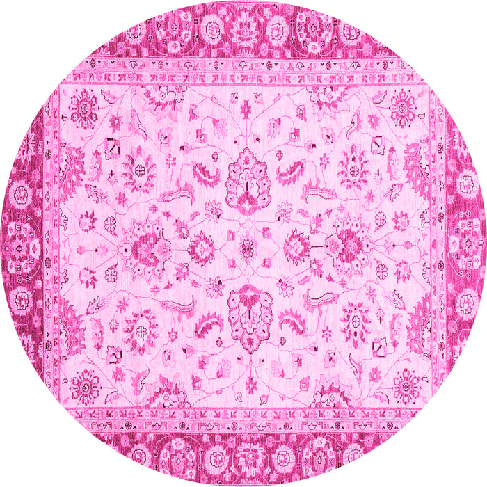 Round Oriental Pink Traditional Rug, abs3340pnk