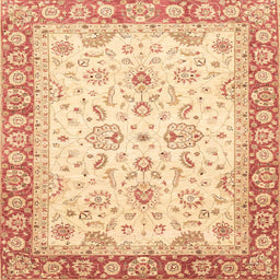 Square Abstract Brown Gold Oriental Rug, abs3340