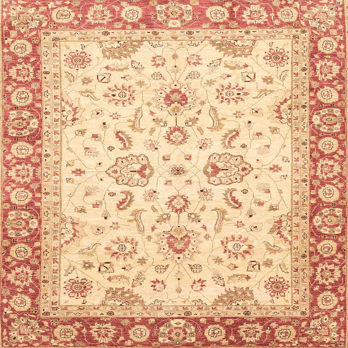 Square Abstract Brown Gold Oriental Rug, abs3340