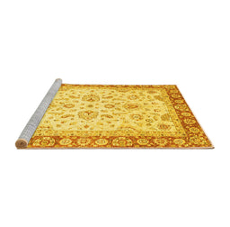 Sideview of Machine Washable Oriental Yellow Traditional Rug, wshabs3340yw