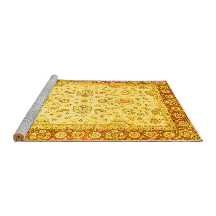 Sideview of Machine Washable Oriental Yellow Traditional Rug, wshabs3340yw