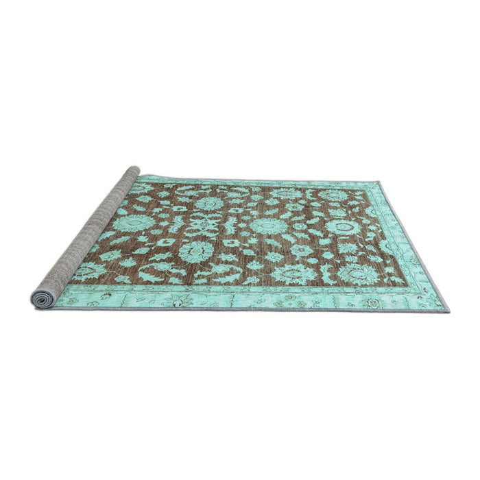 Sideview of Machine Washable Oriental Light Blue Traditional Rug, wshabs3341lblu