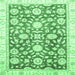 Square Oriental Emerald Green Traditional Rug, abs3341emgrn