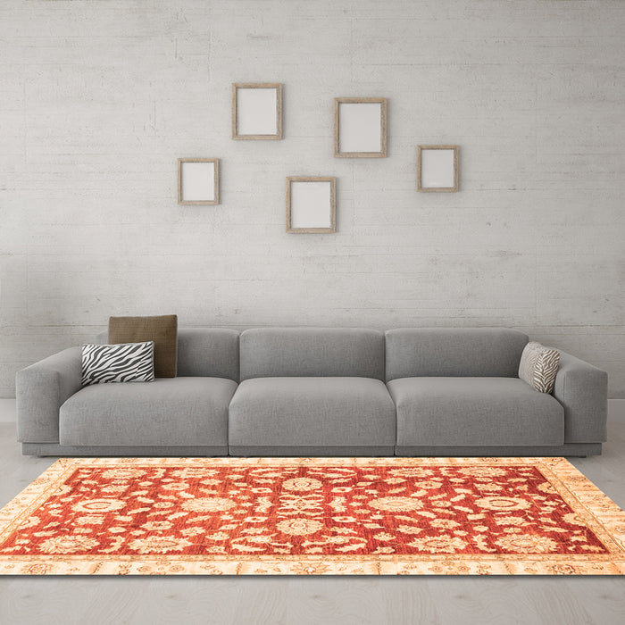 Machine Washable Oriental Orange Traditional Area Rugs in a Living Room, wshabs3341org