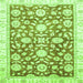 Square Oriental Green Traditional Rug, abs3341grn