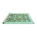 Sideview of Machine Washable Oriental Turquoise Traditional Area Rugs, wshabs3341turq