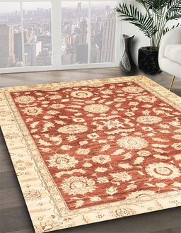 Abstract Sun Yellow Oriental Rug in Family Room, abs3341