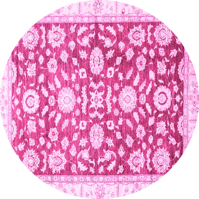Round Oriental Pink Traditional Rug, abs3341pnk