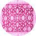 Round Oriental Pink Traditional Rug, abs3341pnk