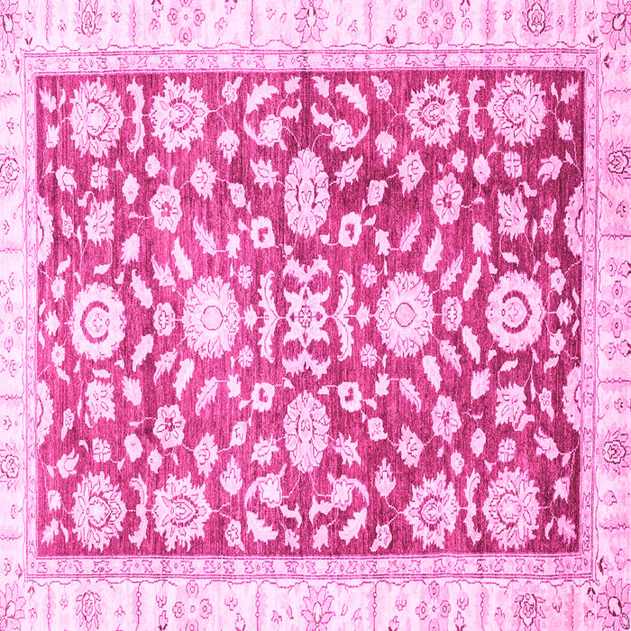 Square Machine Washable Oriental Pink Traditional Rug, wshabs3341pnk