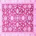 Square Machine Washable Oriental Pink Traditional Rug, wshabs3341pnk