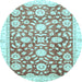 Round Oriental Light Blue Traditional Rug, abs3341lblu