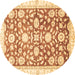 Round Oriental Brown Traditional Rug, abs3341brn