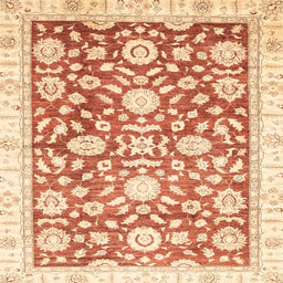 Square Abstract Sun Yellow Oriental Rug, abs3341