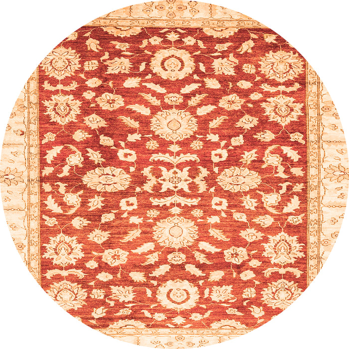 Round Oriental Orange Traditional Rug, abs3341org