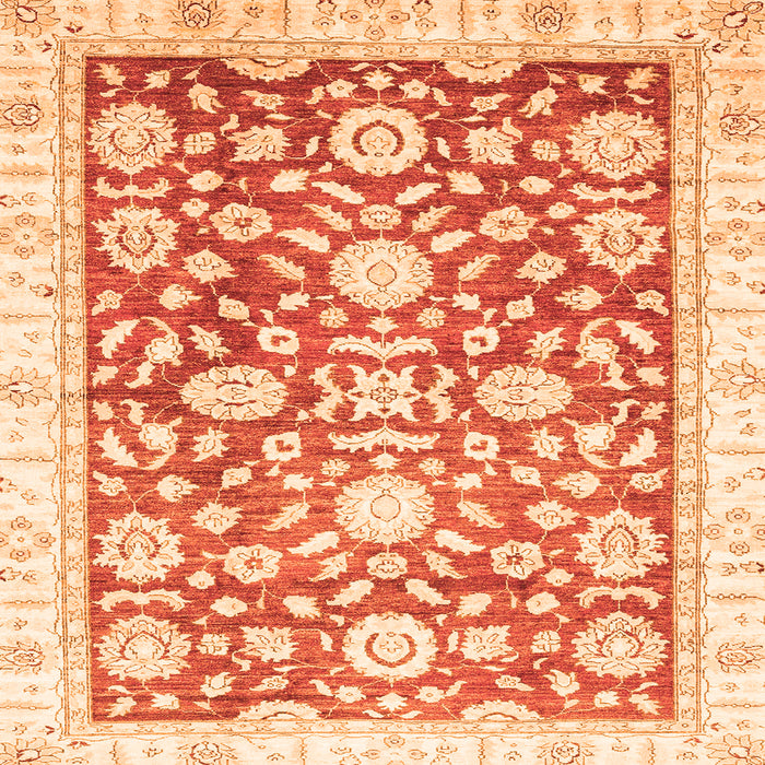 Square Machine Washable Oriental Orange Traditional Area Rugs, wshabs3341org