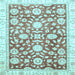 Square Machine Washable Oriental Light Blue Traditional Rug, wshabs3341lblu