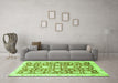 Machine Washable Oriental Green Traditional Area Rugs in a Living Room,, wshabs3341grn