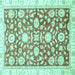 Square Oriental Turquoise Traditional Rug, abs3341turq