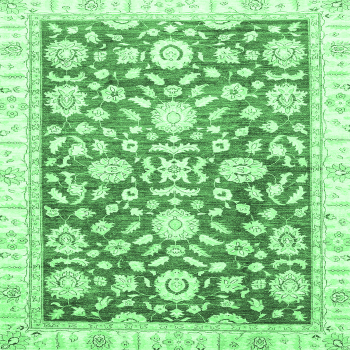Square Machine Washable Oriental Emerald Green Traditional Area Rugs, wshabs3341emgrn