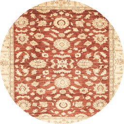 Round Abstract Sun Yellow Oriental Rug, abs3341