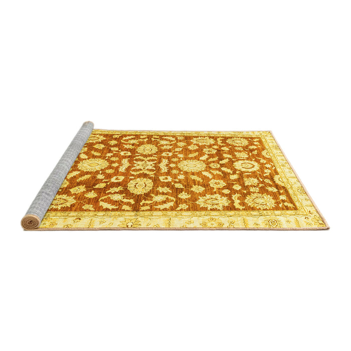 Sideview of Machine Washable Oriental Yellow Traditional Rug, wshabs3341yw
