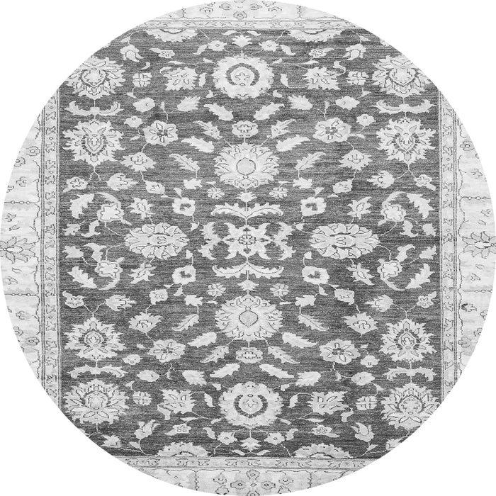 Round Machine Washable Oriental Gray Traditional Rug, wshabs3341gry