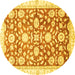 Round Oriental Yellow Traditional Rug, abs3341yw