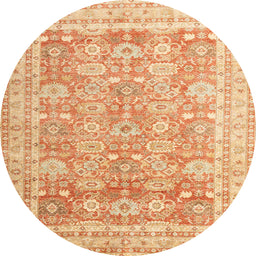 Round Machine Washable Abstract Orange Rug, wshabs3342