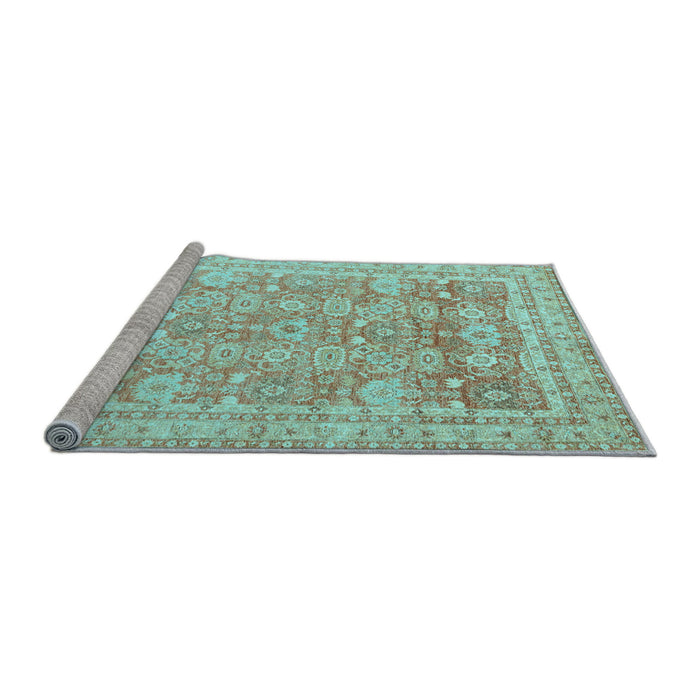 Sideview of Machine Washable Oriental Light Blue Traditional Rug, wshabs3342lblu