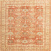 Square Machine Washable Abstract Orange Rug, wshabs3342