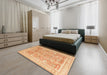 Abstract Orange Oriental Rug in a Bedroom, abs3342