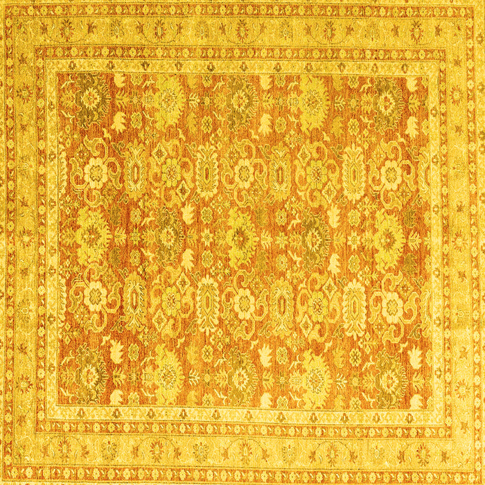 Square Machine Washable Oriental Yellow Traditional Rug, wshabs3342yw