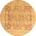 Round Oriental Brown Traditional Rug, abs3342brn