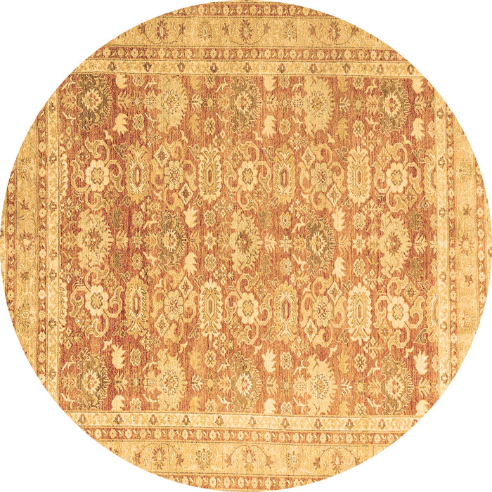 Round Machine Washable Oriental Brown Traditional Rug, wshabs3342brn