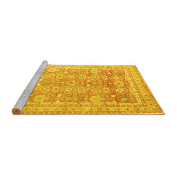 Sideview of Machine Washable Oriental Yellow Traditional Rug, wshabs3342yw