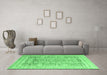 Machine Washable Oriental Emerald Green Traditional Area Rugs in a Living Room,, wshabs3342emgrn