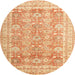 Round Abstract Orange Oriental Rug, abs3342